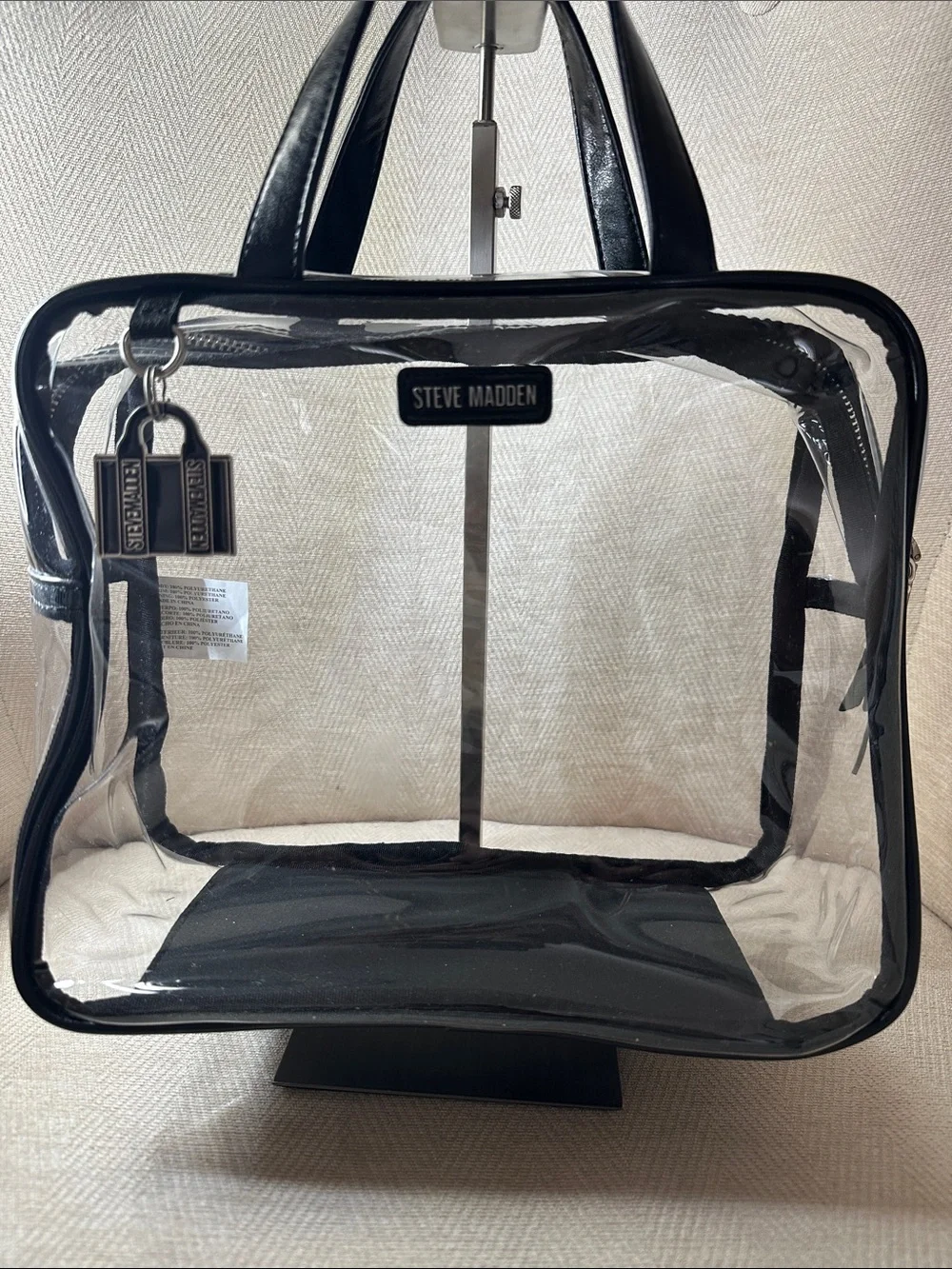 Steve Madden Clear Tote with Black Trim and Handles